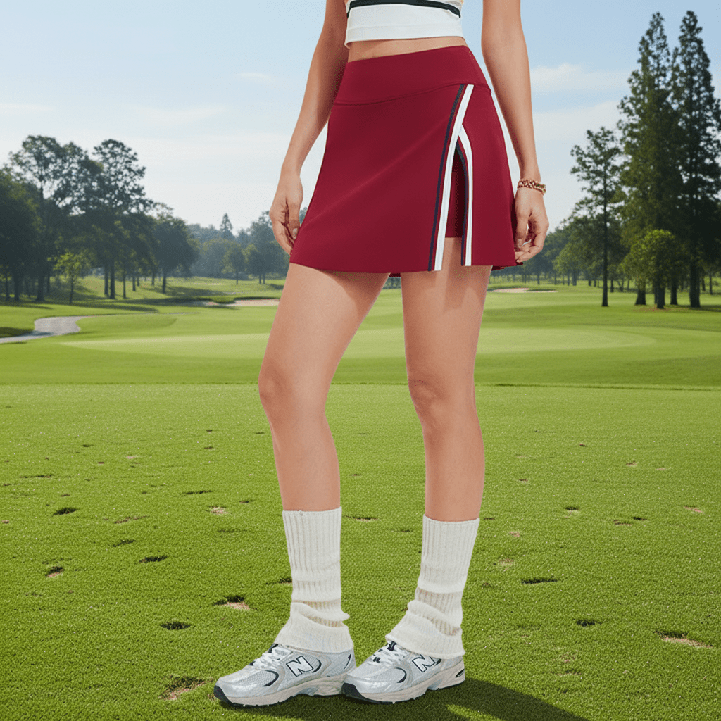 Women's Red Slit Golf Skort