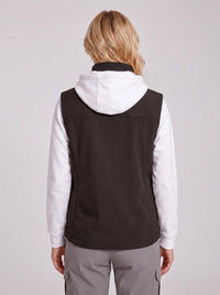 #Black Rear of Women's Soft-shell Heated Vest