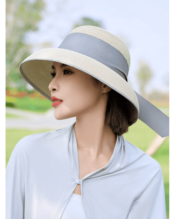 sun protection Straw Hat in Beige