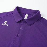 Anniou logo on Purple polo shirt