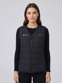Women's Black  V-Neck Heated Gilet