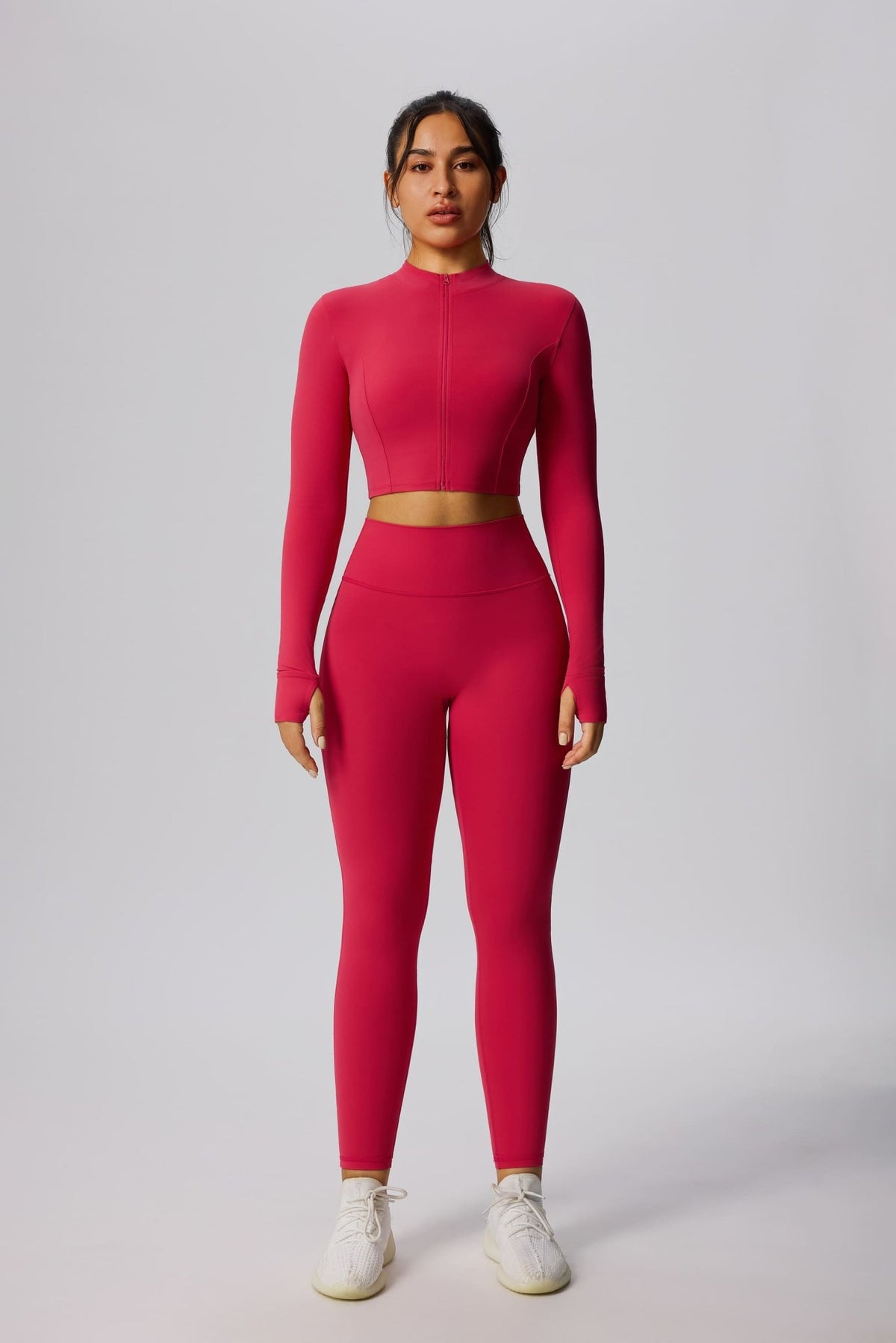 UPF 50+ Crop Yoga Sports Jacket with Zip